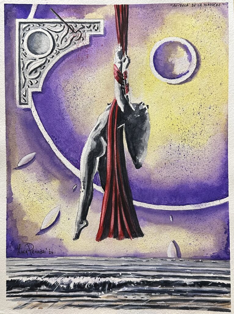 2024, Au de-là de la matière, acquerello e gouache su carta, 24x32