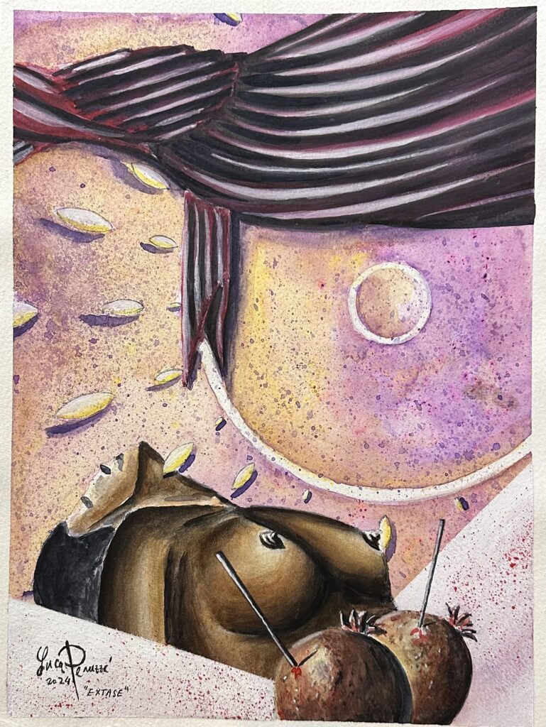2024, EXTASE, acquerello e gouache su carta, 24x32