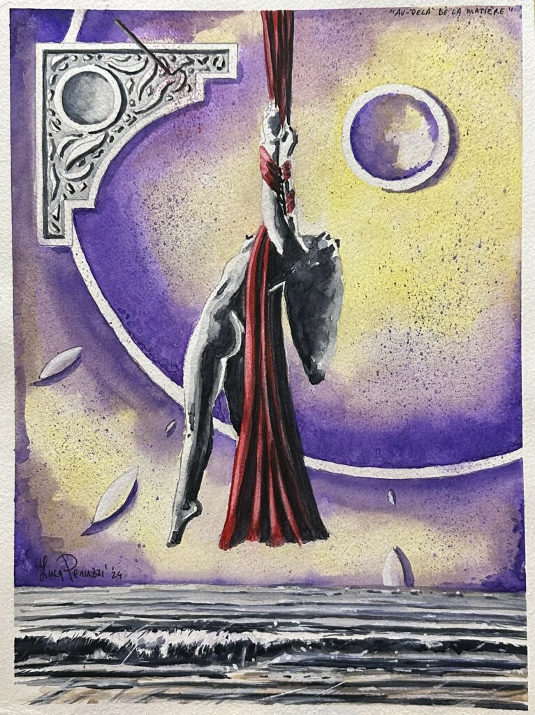 2024, Au de-là de la matière, acquerello e gouache su carta, 24x32