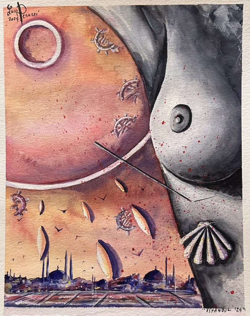 2024, Istanbul '24, acquerello e gouache su carta, cm 21x26,7