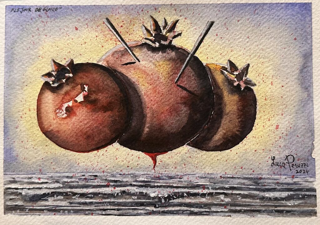 2024, LE JOUR DE GLOIRE, acquerello e gouache su carta, cm 21x14,7