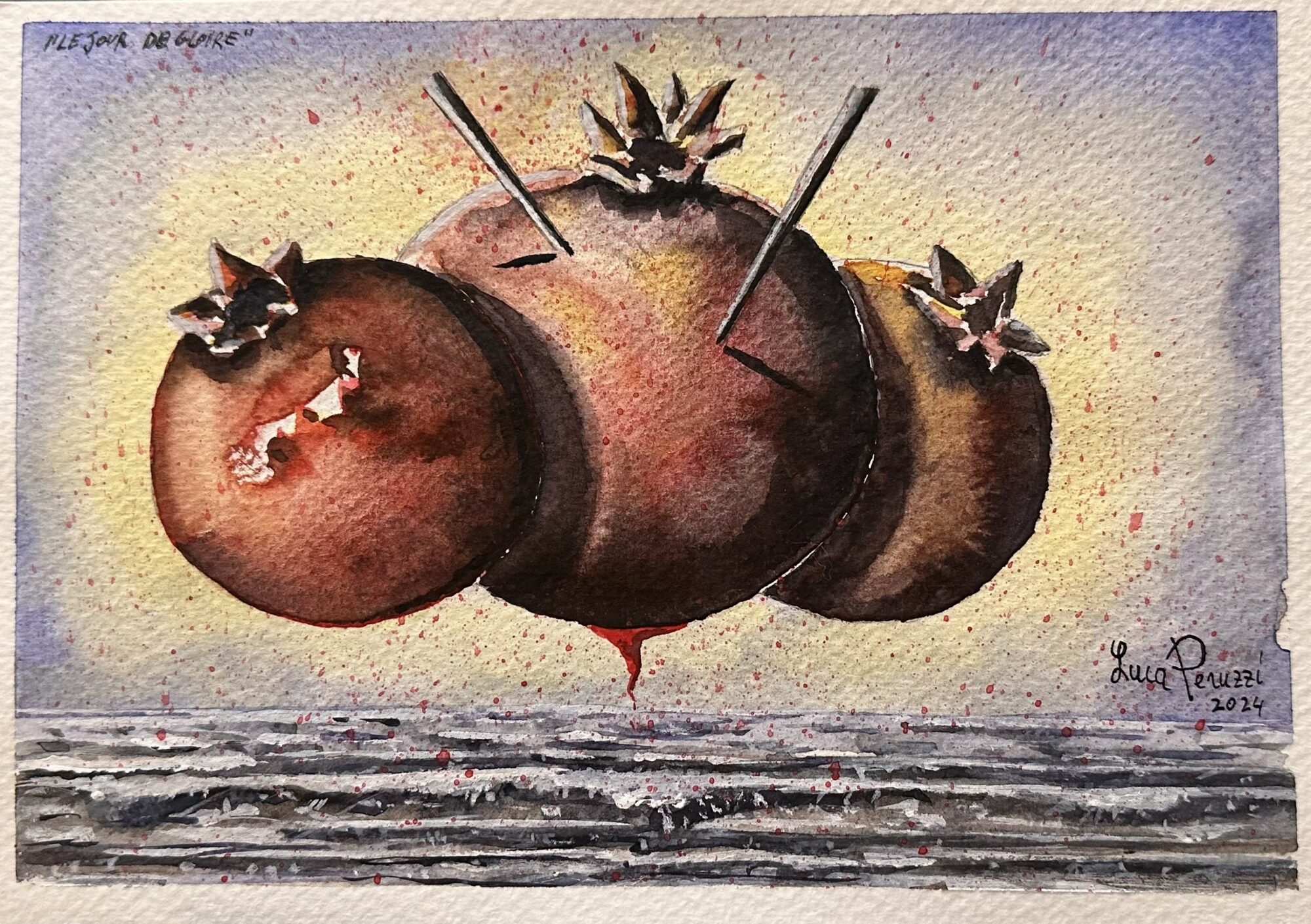 2024, LE JOUR DE GLOIRE, acquerello e gouache su carta, cm 21x14,7